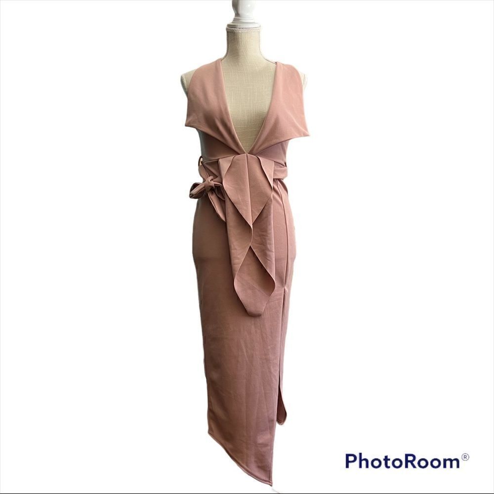 Missguided plunge tailored wraptie dress
